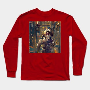 astronaut standing in space station Long Sleeve T-Shirt